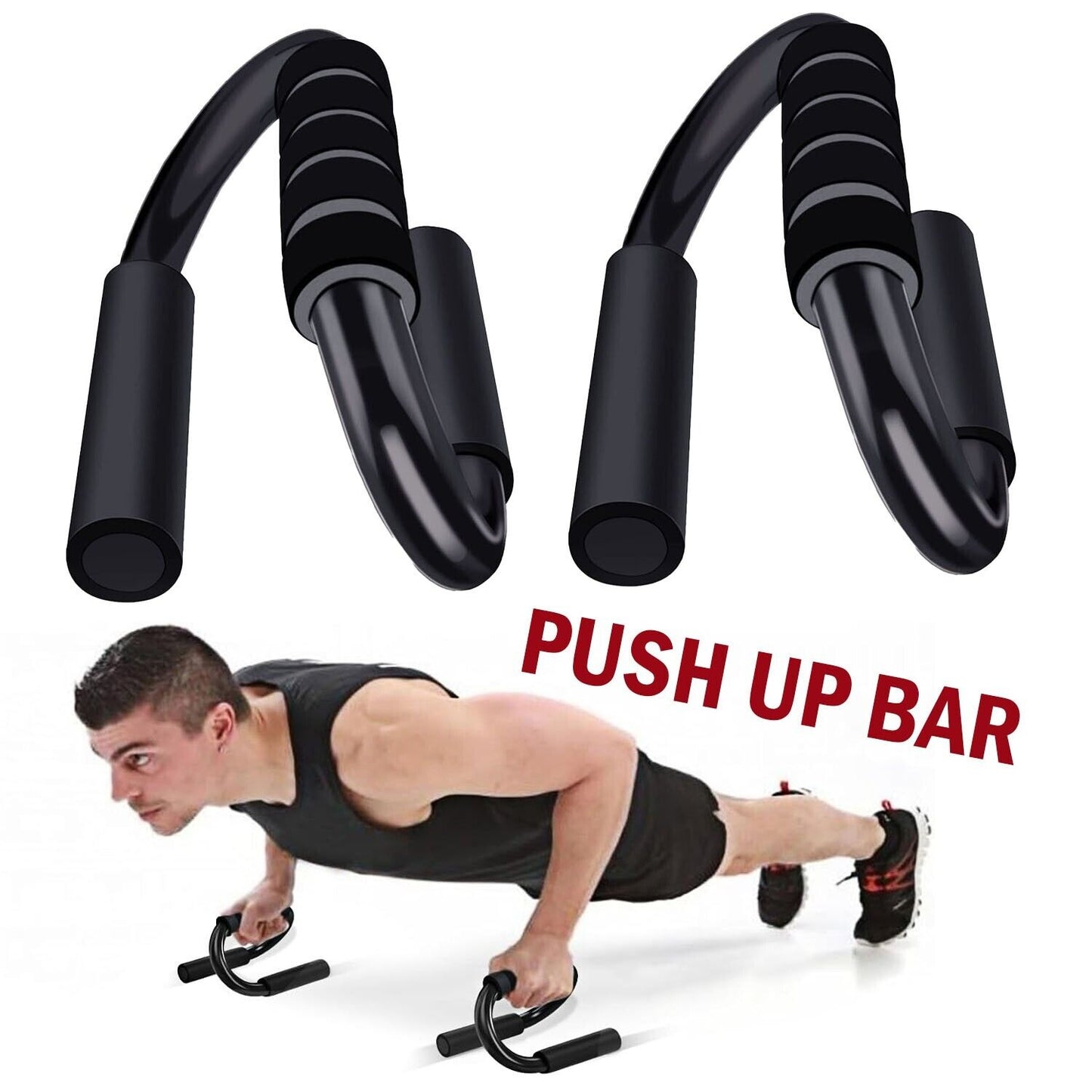 Push up Bar S Shapes Non-Slip Fitness Stand Exercise Grips Strength Workout Equipment Home Gym