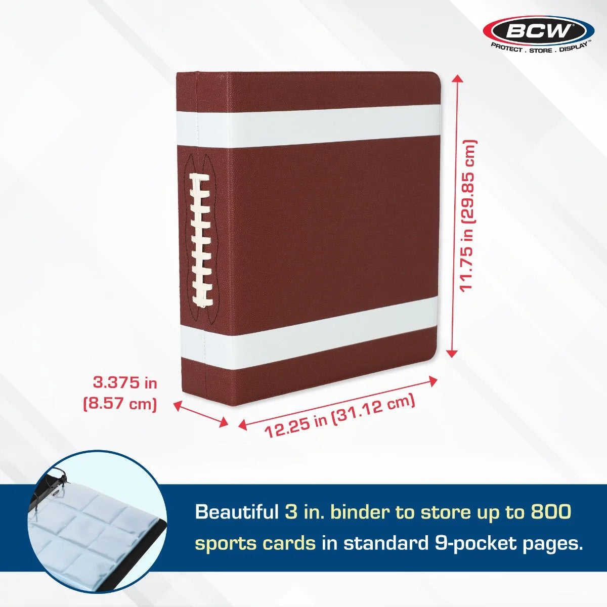 3" Premium Trading Card Album- Football Collectors Edition, 2.5" X 3.5"