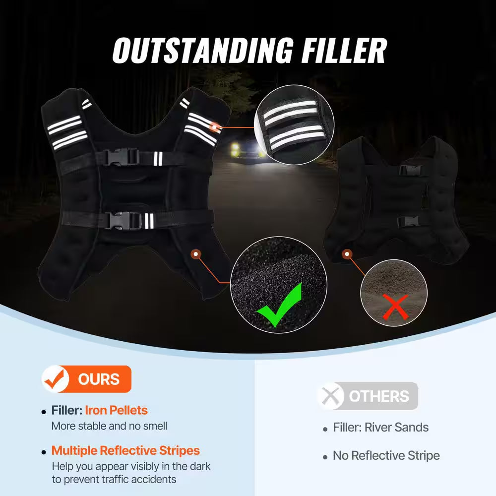 Weighted Vest, Workout Equipment, 12 Lbs. Weight Vest with Reflective Stripe, Adjustable Buckle Body Weight Vest