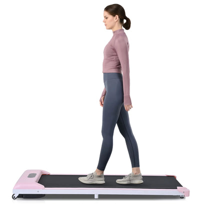 under Desk Treadmill 2.5HP Portable Walking Pad Desk Treadmill with Walkstation Remote Control, Walking Jogging Running Machine, LED Display for Home Gym Office,Pink