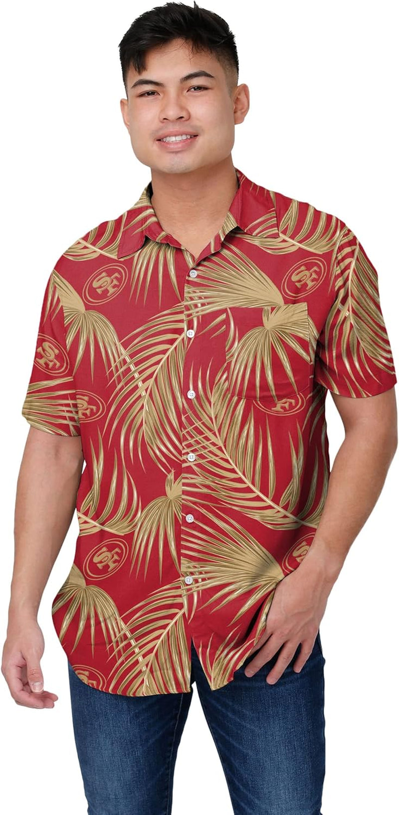 Men'S NFL Team Logo Floral Aloha Tropical Button up Shirt