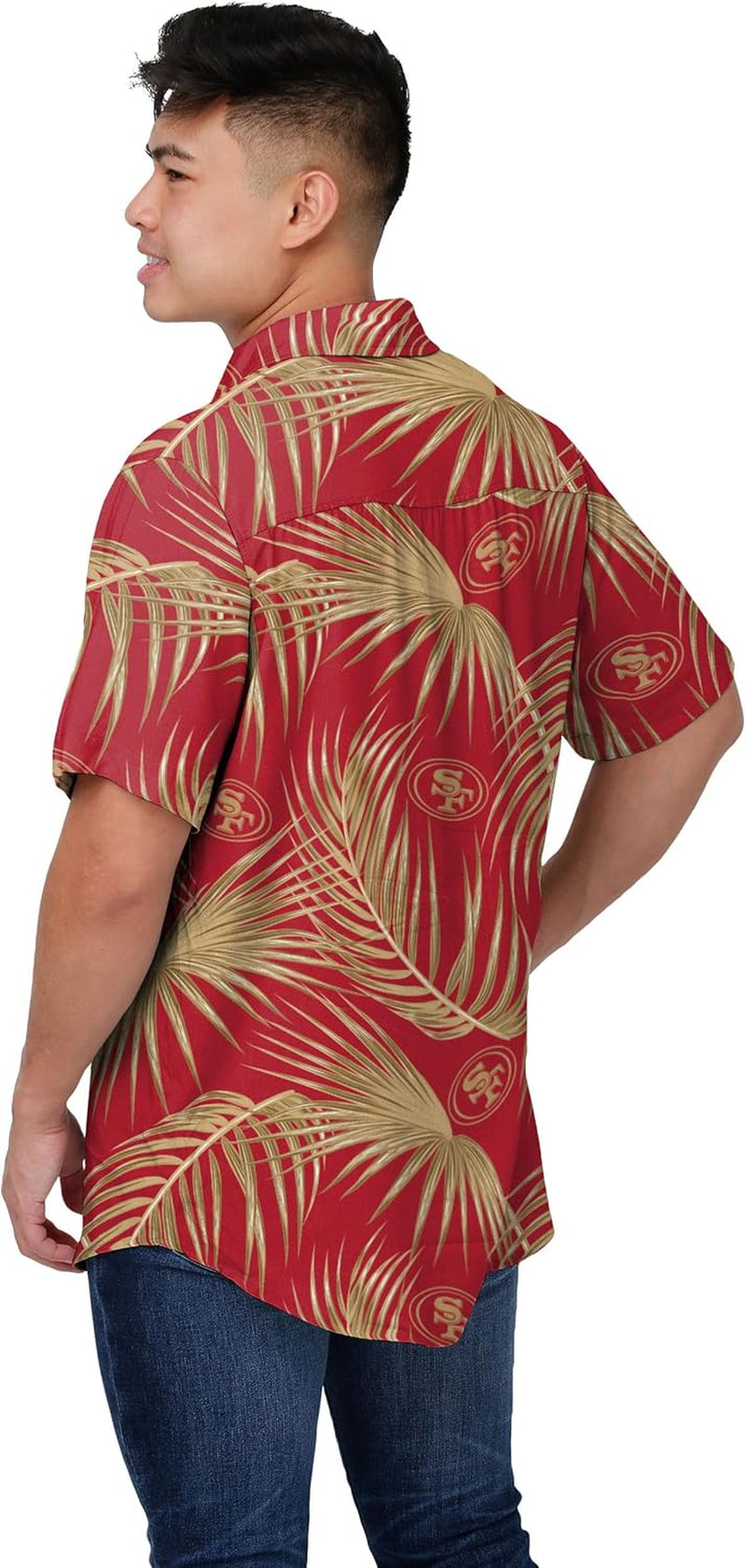 Men'S NFL Team Logo Floral Aloha Tropical Button up Shirt