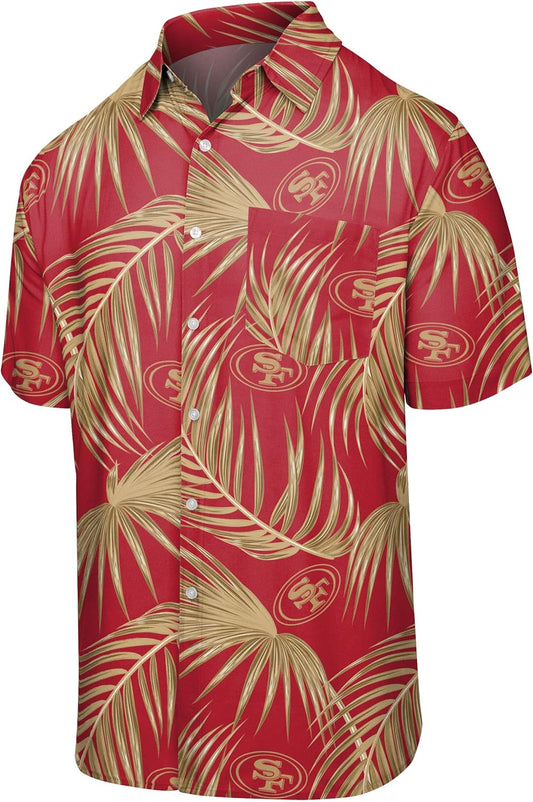 Men'S NFL Team Logo Floral Aloha Tropical Button up Shirt