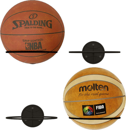 Sporta Ball Storage Rack Wall Mounted Set of 4, Soccer Ball, Volleyball and Basketball Rack, Metal