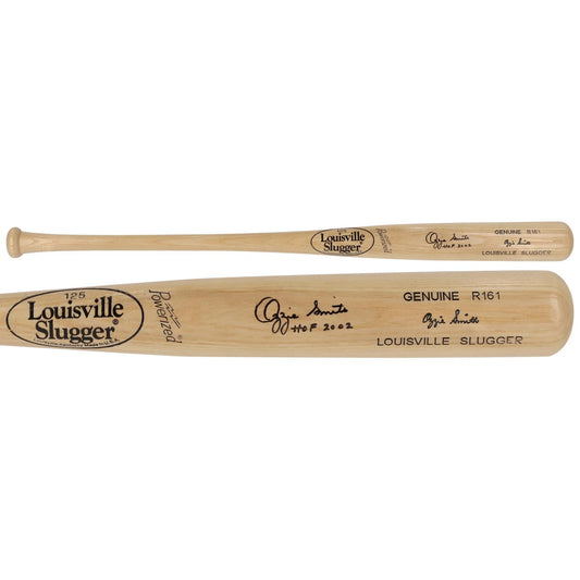 Ozzie Smith St. Louis Cardinals Autographed Blonde Louisville Slugger Game Model Bat with "HOF 02" Inscription -  Certified